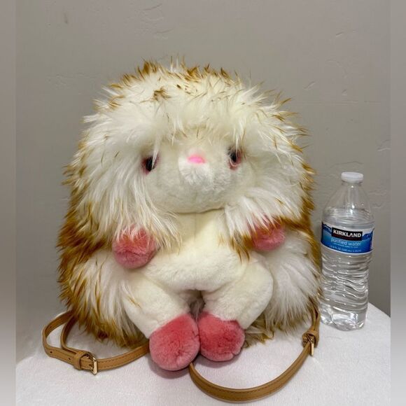 Cute Hedgehog Multi Use Bag/Real Shearling Crossbody/Backpack/Plushie/Pillow - Picture 1 of 16